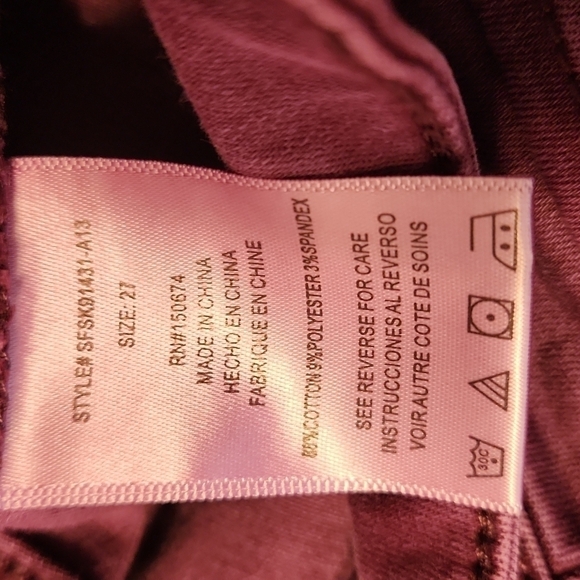 𝅺WASH Lab Mid-Rise Fay Skinny Jeans, Dark Purple, Size 27 NWT - Picture 10 of 11